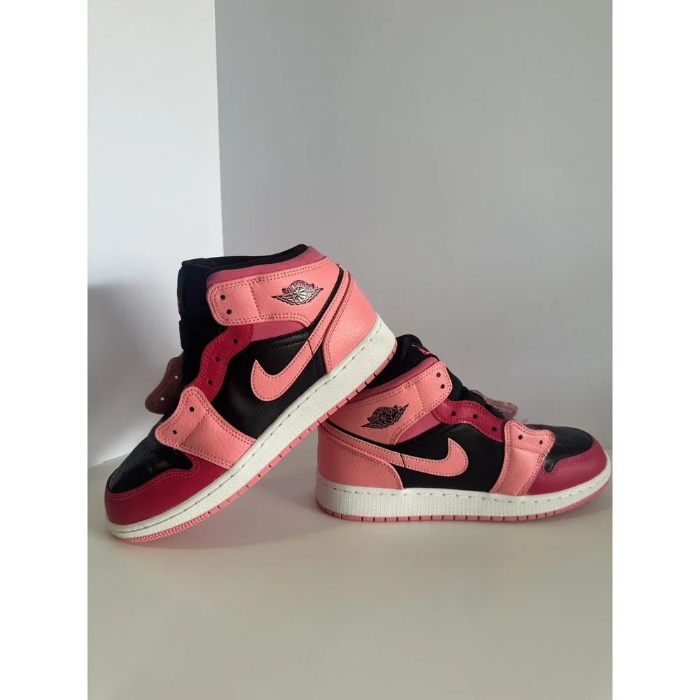 Jordan 1 Mid Pinksicle Black White Pink Sneakers 554725-662 Mens 6Y Womens 7.5